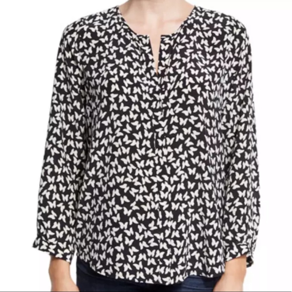 JOIE purine butterfly print silk top